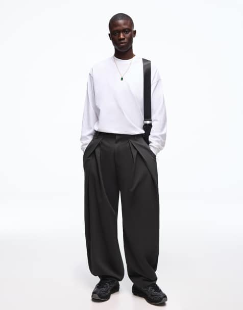 Bershka Super baggy darted trousers in grey&black - view 1