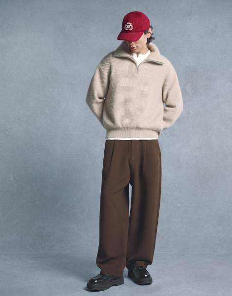 Bershka - Super baggy elegante broek in bruin - view 1