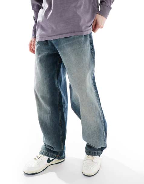 Bershka super baggy fit jean in casted washed blue - view 1