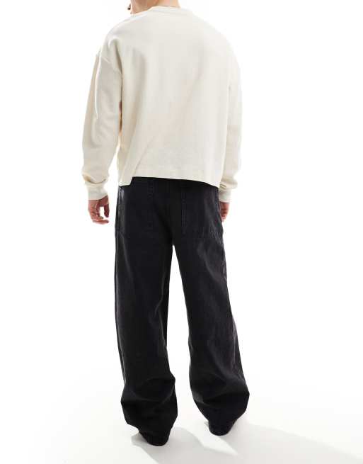 Bershka super baggy fit jeans in solid black