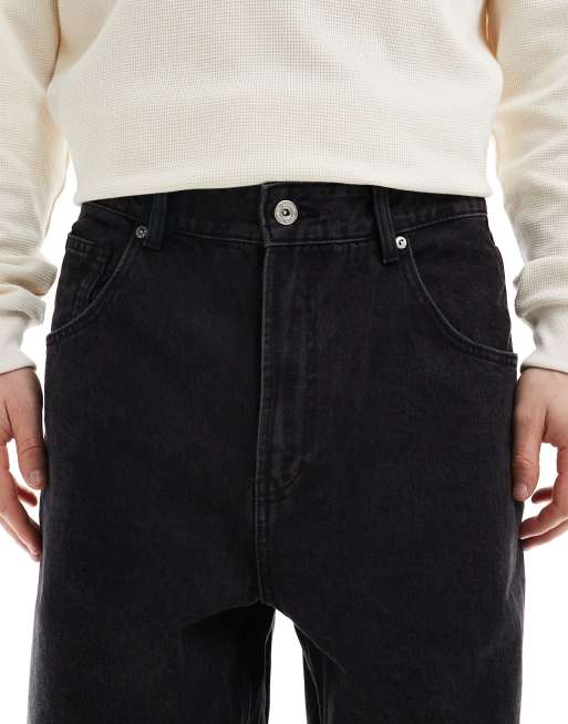 Bershka super baggy fit jeans in solid black