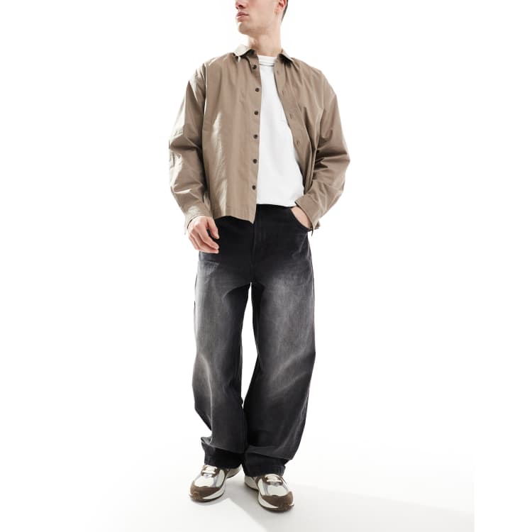 FASHIRU × SOMETHING baggy fit Jeans SEAMED BAGGY FIT JEANS - Blue / Green | ZARA United States