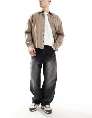 Bershka super baggy fit jeans in solid black
