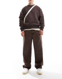 ASOS DESIGN oversized shirt in brown stripe