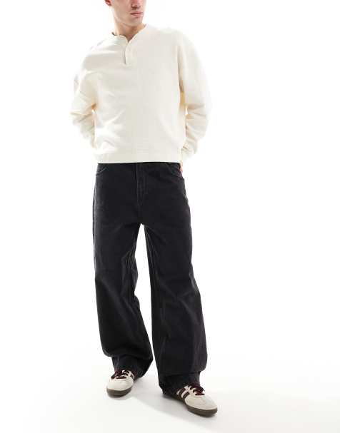 Bershka super baggy fit jeans in solid black - view 1