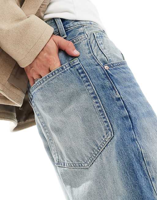 Bershka super baggy fit jeans in washed blue | ASOS Bershka super baggy fit jeans in washed blue | ASOS