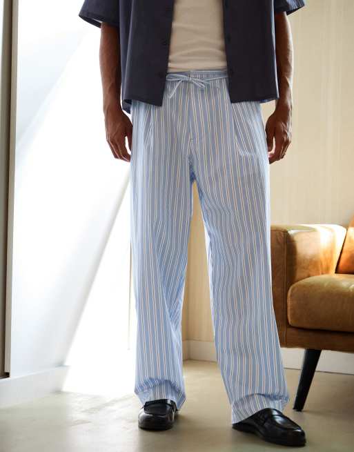 Bershka - Super baggy gestreepte broek in blauw, 2 van 4