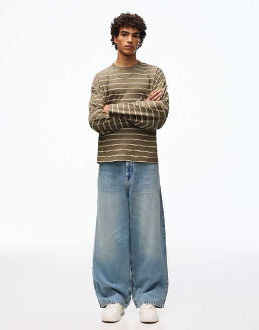 Bershka super baggy jeans i mellanblått, 2 av 4