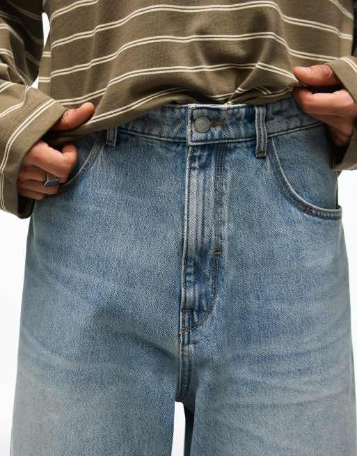 Bershka super baggy jeans i mellanblått, 4 av 4