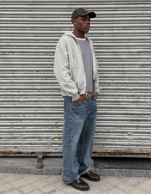Bershka - Super baggy jeans met borduursels in blauw, 2 van 4