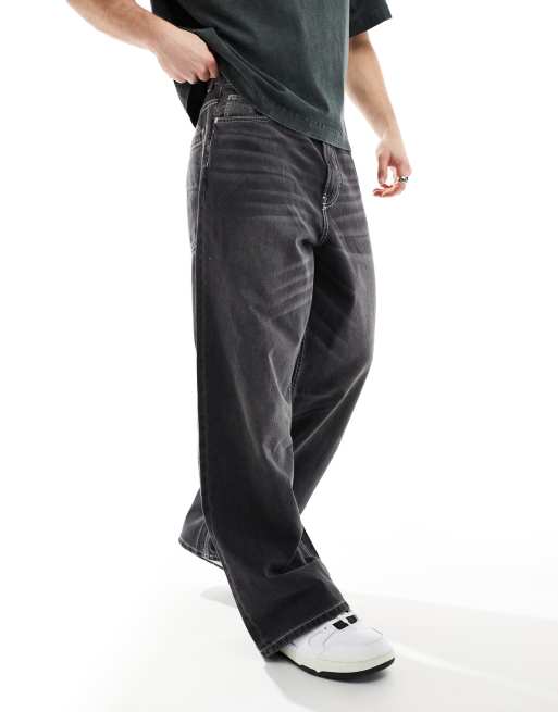 Bershka - Super baggy jeans met wassing in zwart