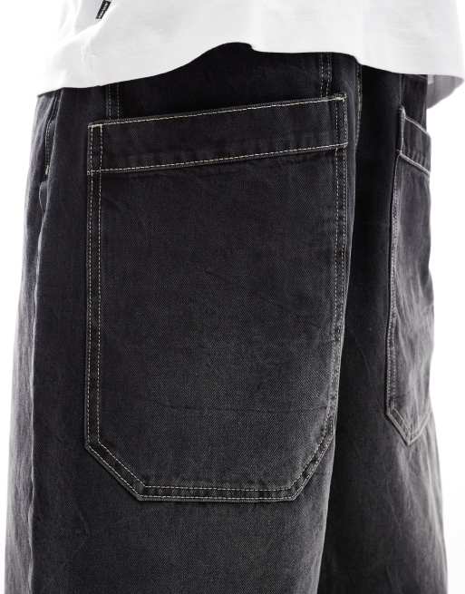Bershka super baggy jorts in black | ASOS