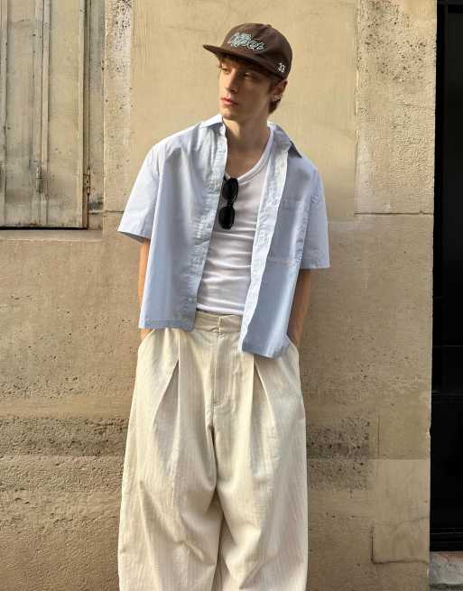 Bershka super baggy plisserede bukser i beige, 6 af 7