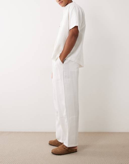 Bershka Super baggy rustic trousers in white, 3 of 5