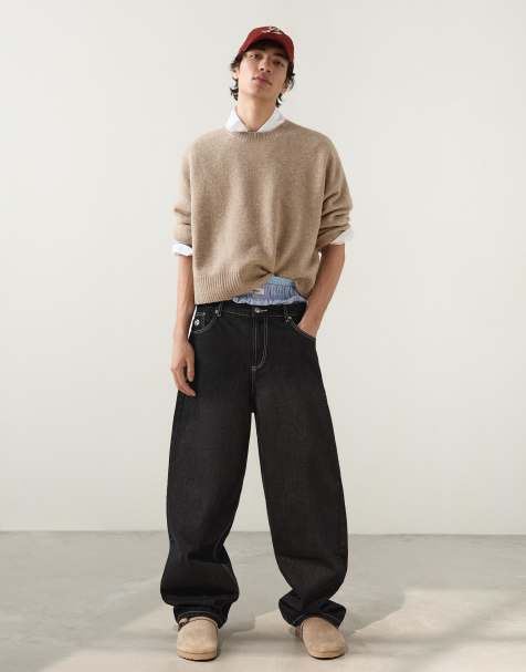 Bershka - Super-baggy sorte jeans med broderinger - view 1