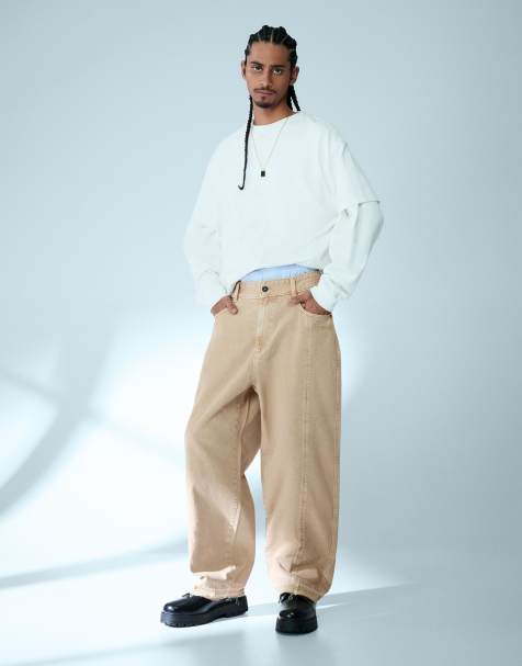 Bershka Super baggy trousers in beige