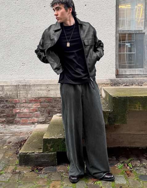 Bershka Super baggy trousers in black