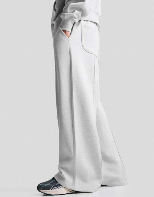 Bershka Super baggy trousers in light grey