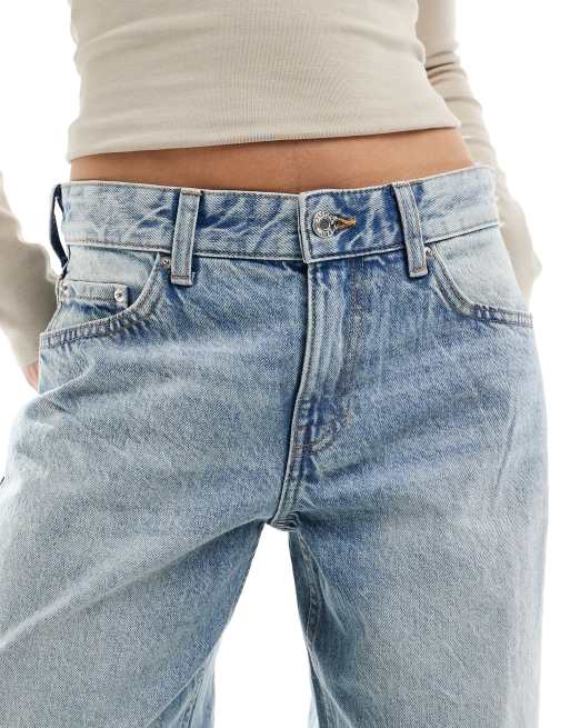 Bershka super baggy wide leg jeans in light wash blue