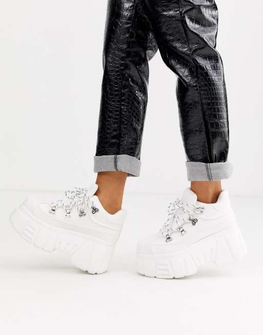 Bershka super chunky sole boots in white ASOS
