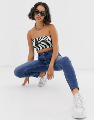 bershka super high rise cropped