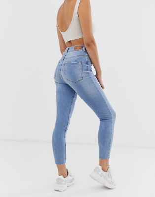 blue high waisted super skinny jeans