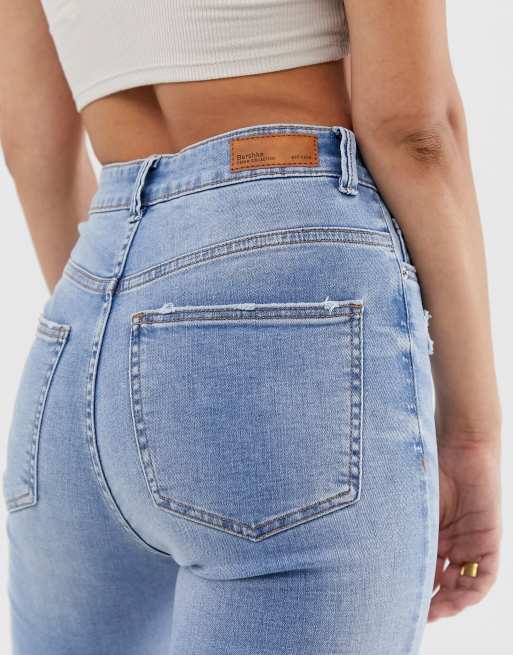 Bershka SUPER HIGH-WAIST - Jeans Skinny Fit - light blue 