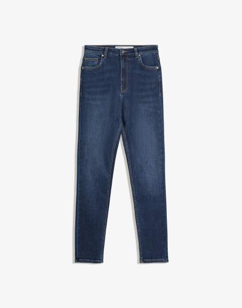 Bershka Super high-waist soft skinny jeans in denim blue - view 1