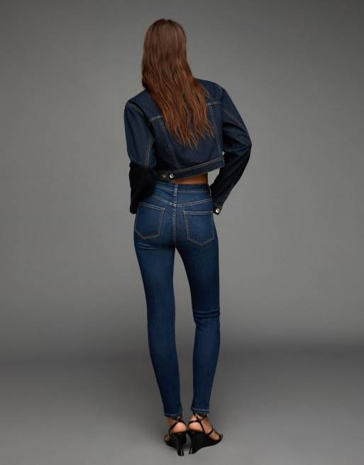 Bershka Super high-waist soft skinny jeans in denim blue, 4 of 4