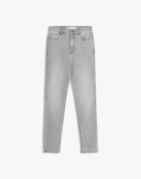 Bershka Super high-waist soft skinny jeans in light grey - view 1