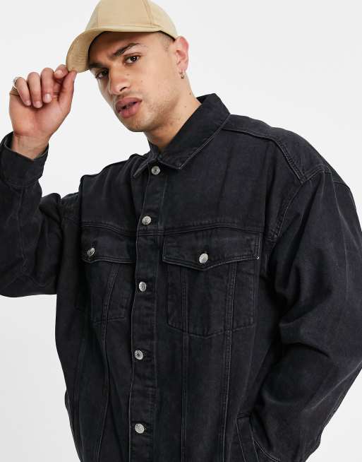 Bershka denim jacket black sale