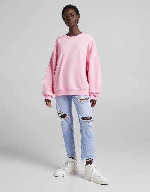 Bershka super oversized sweat in pink