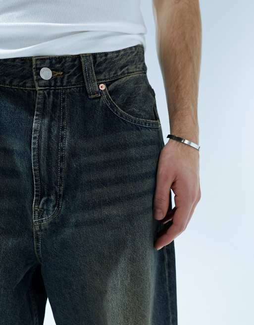 Bershka - Super ruimvallende jeans met zware wassing in donkerblauw, 5 van 5
