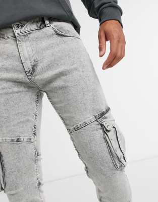 acid wash cargo jeans