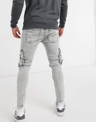 grey cargo skinny jeans