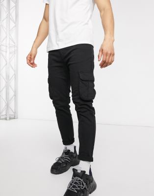 black skinny cargo trousers