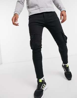 black skinny cargo trousers