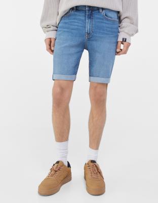 bershka flared denim shorts