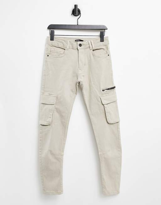 Bershka super skinny fit cargo trousers in beige ASOS