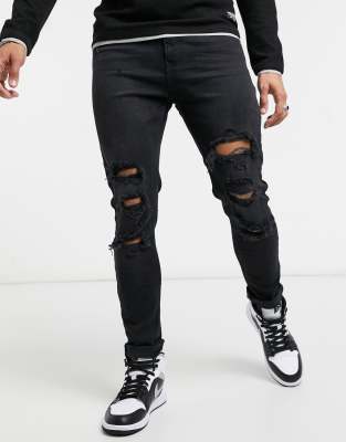 asos black ripped jeans mens
