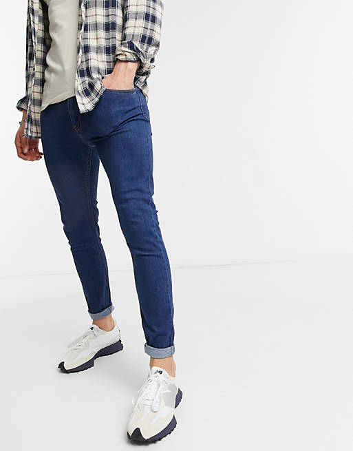 Bershka super skinny fit jeans in dark blue