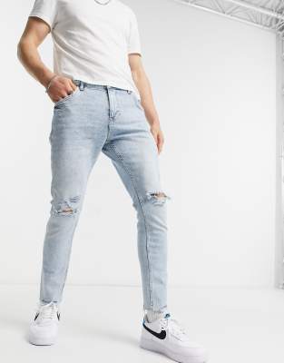 bershka slim fit jeans in light blue