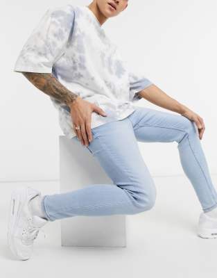 Bershka Skinny Fit In Light Blue Wash-blues | ModeSens