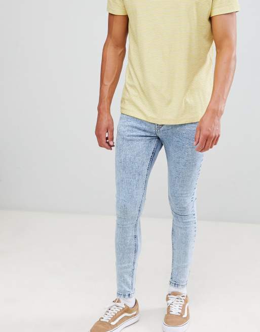 Bershka Super Skinny Jeans In Blue Acid Wash Asos