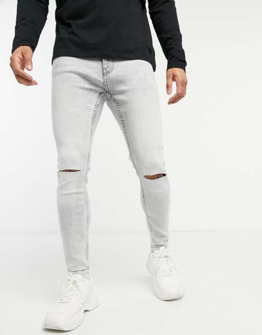 Bershka super skinny jeans in light gray