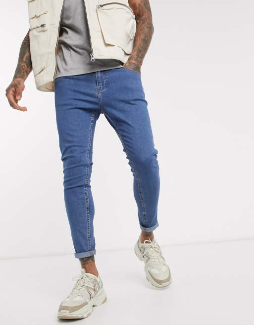 Cooperación asustado Parcialmente Bershka super skinny jeans in mid blue | ASOS