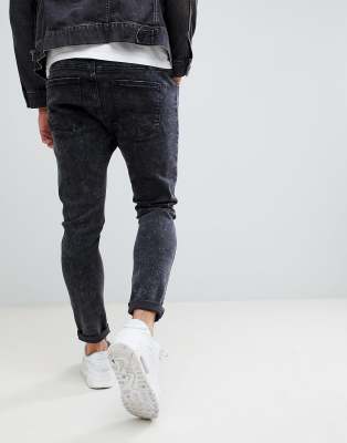 black washed ripped jeans mens