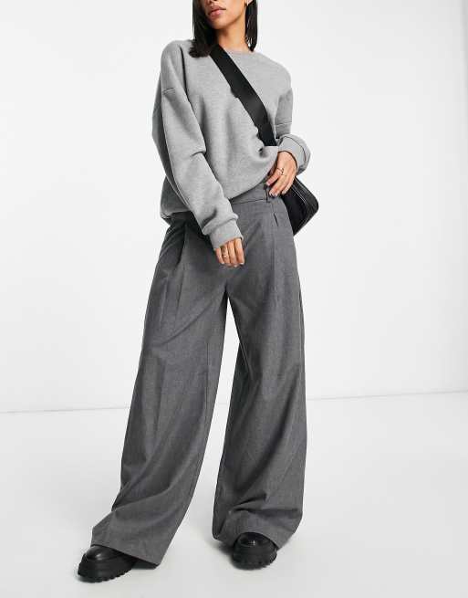 Dark grey wide outlet leg trousers