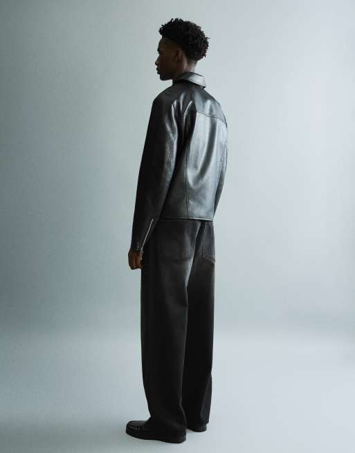 Bershka Superbaggy skimrande jeans i svart, 3 av 6