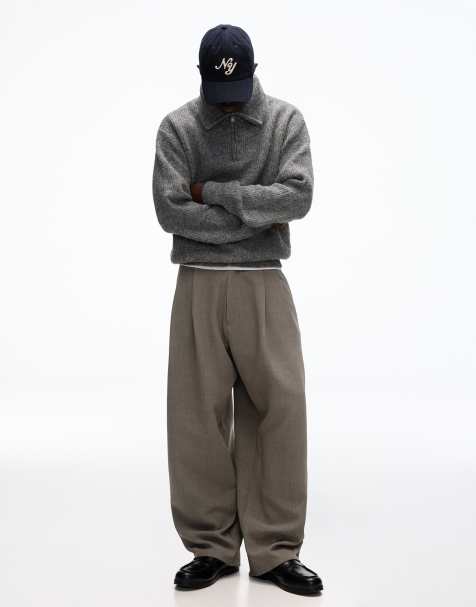 Bershka – Superweite Hose in Khaki mit smartem Schnitt - view 1